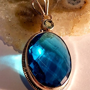 Pendentif en argent 925 Quartz bleu pierres précieuses