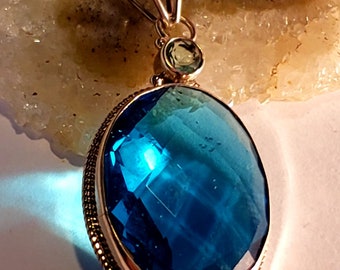 925 Sterling Silver Blue Quartz  Gemstone Pendant