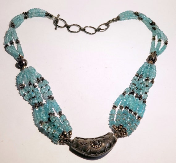 Natural Turquoise Beads Gemstone Smooth Bead Silver Pendent Necklace,Beaded  Necklace, Jewelry Making,Natural Turquoise Silver NecklaceS4-128