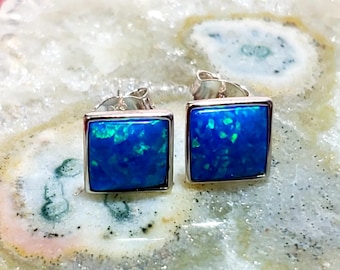 925 Sterling Silver Square stud orecchino
