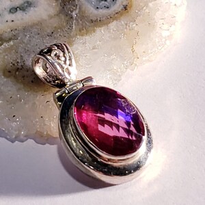 925 Sterling Silver Pink Topaz Gemstone Pendant