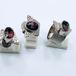 925 Sterling Silver Mystic Quartz Adjustable Ring