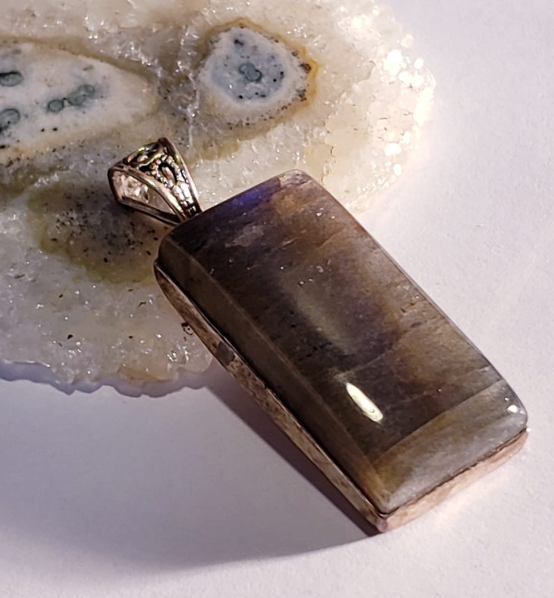 925 Sterling Silver labrodrite Gemstone Pendant