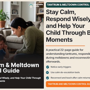 Tantrum & Meltdown Control Guide for Kids, Calm Parenting Scripts, Printable PDF