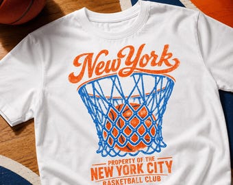 New York Basketball PNG, Retro NY BBall Streetwear, Retro Script Hoop Design Sublimatie, DTF Heat Press T-shirt, NYC Basketball Club Clipart
