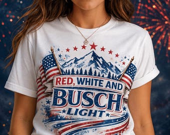 Rood wit en Busch Light png, Onafhankelijkheidsdag png, patriottische png, 4 juli feestcadeau, patriottisch bier png, zomerfeest png