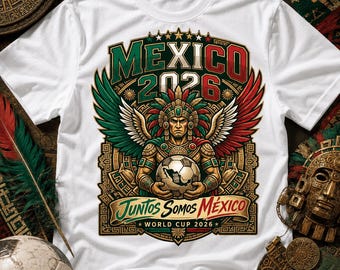 Mexico 2026 Aztec Warrior PNG, FIFA World Cup Mexico Soccer Sublimation Design, El Tri Football Shirt PNG Digital Download