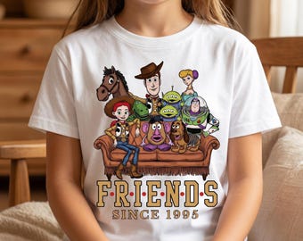 Toy Story Friends 1995 retro design, Cartoon Toy Friends sinds 1995 png, retro sublimatieontwerp, DTF-transferprint, geanimeerd Toy Crew-T-shirt