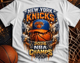 Knicks Basketball Champs png, New York Knicks 2026 NBA Champs png, druipen grunge basketbalsublimatieontwerp, kampioenschap fanshirt