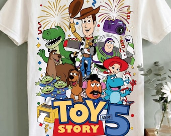 Toy Story Woody Buzz Rex-shirt png, cartoon Toy Friends-film 5 png, cowboy Space Hero-personages, verjaardagsshirt kinderen, sublimatieontwerp
