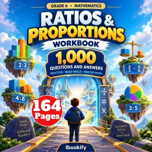 Grade 6 Ratios and Proportions Workbook, 1000 Math Questions and Answers, Unit Rates, Ratio-Proportions Worksheets, 6th Grade Printable PDF