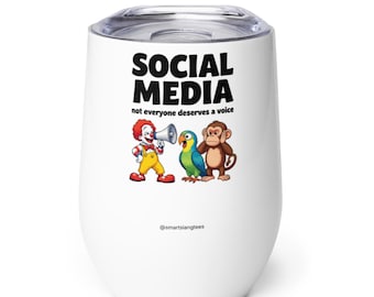Social Media Clown Parrot Monkey Tumbler – 12oz Stainless Steel Wine Cup