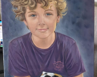 Custom Single Portrait Painting from Photo, Hand Painted Oil Art on Canvas, Personalized Memorial Gift for Her or Him