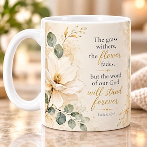 Scripture Mug, Glossy Ceramic Bible Verse Cup | Personalized Name, 11oz or 15oz