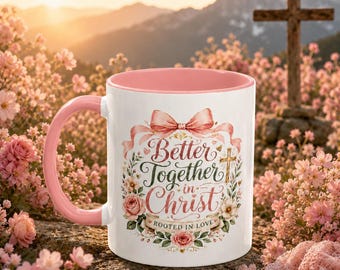 Better Together in Christ Mug, Christian Couple Gift, Rooted in Love Coffee Cup, Faith Wedding Anniversary Mug, Bible Verse Gift