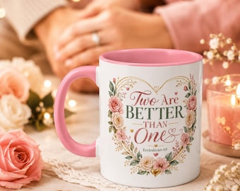 Love and Relationship Heart Illustration Accent Mug | Romantic Couple Love Design