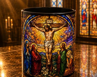 Crucifixion Stained Glass Mug | Accent Coffee Mug
