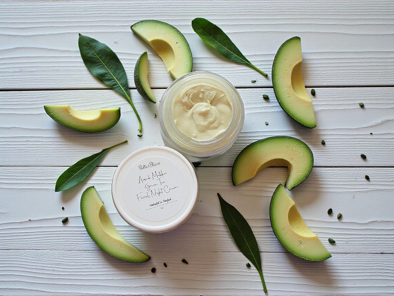 Avocado Matcha Green Tea Facial Night Cream- Natural Skin Care- Vegan- Lightly Scented Cream- Plant Based- Handcrafted Skincare afbeelding 4