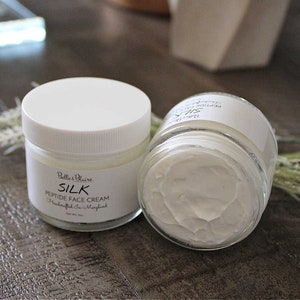 Silk Peptide Face Cream Natural Facial Moisturizer Antioxidants Light Cream Face Cream with Peptides Handmade Skin Cream image 3