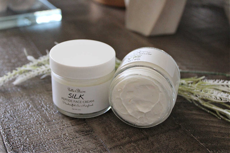 Silk Peptide Face Cream Natural Facial Moisturizer Antioxidants Light Cream Face Cream with Peptides Handmade Skin Cream image 3