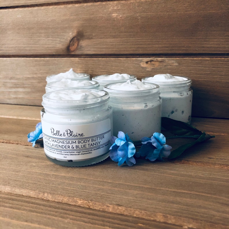 Organic Magnesium Body Butter with Lavender & Blue Tansy Self Etsy