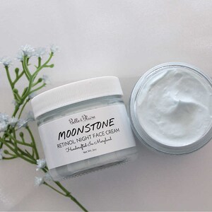 Moonstone Retinol Night Face Cream Gentle Formula Natural Skin Care Natural Facial Moisturizer Handmade Skincare Gift for Mom image 2