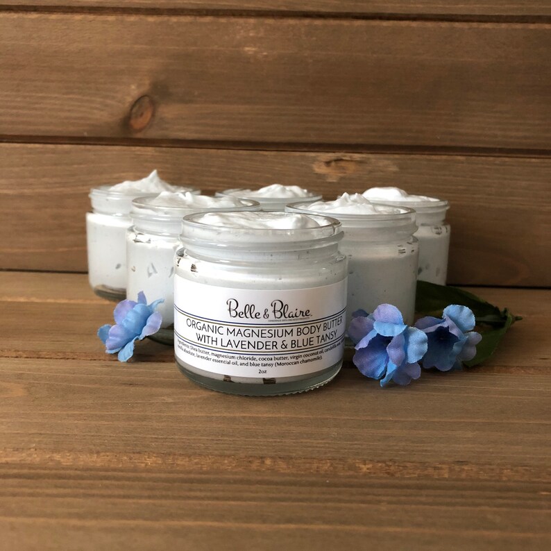 Organic Magnesium Body Butter with Lavender & Blue Tansy Self Etsy