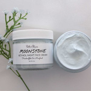 Moonstone Retinol Night Face Cream Gentle Formula Natural Skin Care Natural Facial Moisturizer Handmade Skincare Gift for Mom image 3