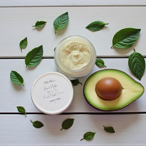 Avocado Matcha Green Tea Facial Night Cream- Natural Skin Care- Vegan- Lightly Scented Cream- Plant Based- Handcrafted Skincare afbeelding 3