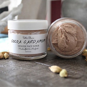 Cocoa Cardamom Mousse Face Scrub- Gentle Face Scrub- Exfoliating Face Scrub- Face Polish- Emulsifying Scrub- Artisan Skincare