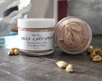 Cocoa Cardamom Mousse Face Scrub- Gentle Face Scrub- Exfoliating Face Scrub- Face Polish- Emulsifying Scrub- Artisan Skincare