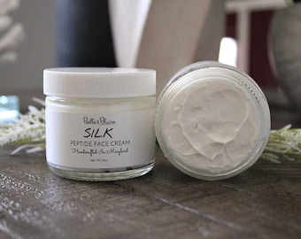 Silk Peptide Face Cream- Natural Facial Moisturizer- Antioxidants- Light Cream- Face Cream with Peptides- Handmade Skin Cream