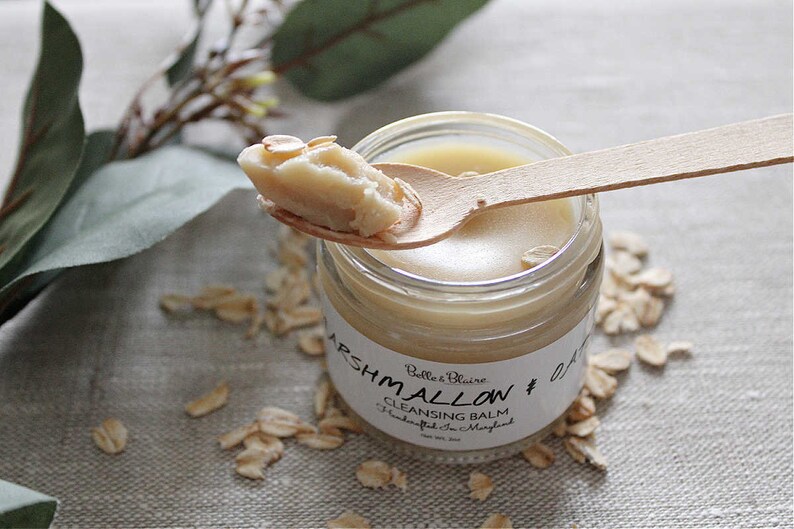 Marshmallow & Oats Cleansing Balm Natural Skincare Makeup Remover Emulsifier Cleansing Balm Handmade Skincare Plant Based image 4