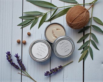 Coconut & Clay Hair Texturizing Pomade- Light hold- Natural Styling Salve- Handmade