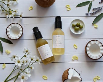 Handmade Cleansing Oil Makeup Remover - Olive & Lavender, Dry Skin (2oz Glass Bottle)