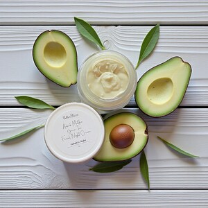 Avocado Matcha Green Tea Facial Night Cream- Natural Skin Care- Vegan- Lightly Scented Cream- Plant Based- Handcrafted Skincare afbeelding 5