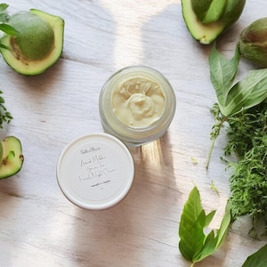 Avocado Matcha Green Tea Facial Night Cream/Balm- Natural Skin Care- Vegan- Lightly Scented Cream- Plant Based- Handcrafted Skincare