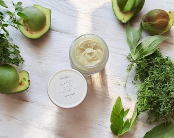 Avocado Matcha Green Tea Facial Night Cream/Balm- Natural Skin Care- Vegan- Lightly Scented Cream- Plant Based- Handcrafted Skincare