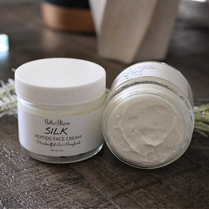 Silk Peptide Face Cream Natural Facial Moisturizer Antioxidants Light Cream Face Cream with Peptides Handmade Skin Cream image 2