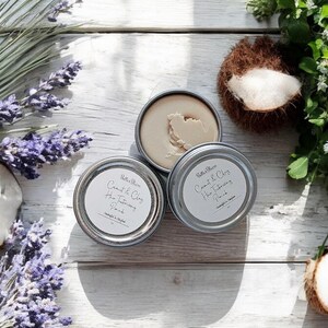 Coconut & Clay Hair Texturizing Pomade- Light hold- Natural Styling Salve- Handmade