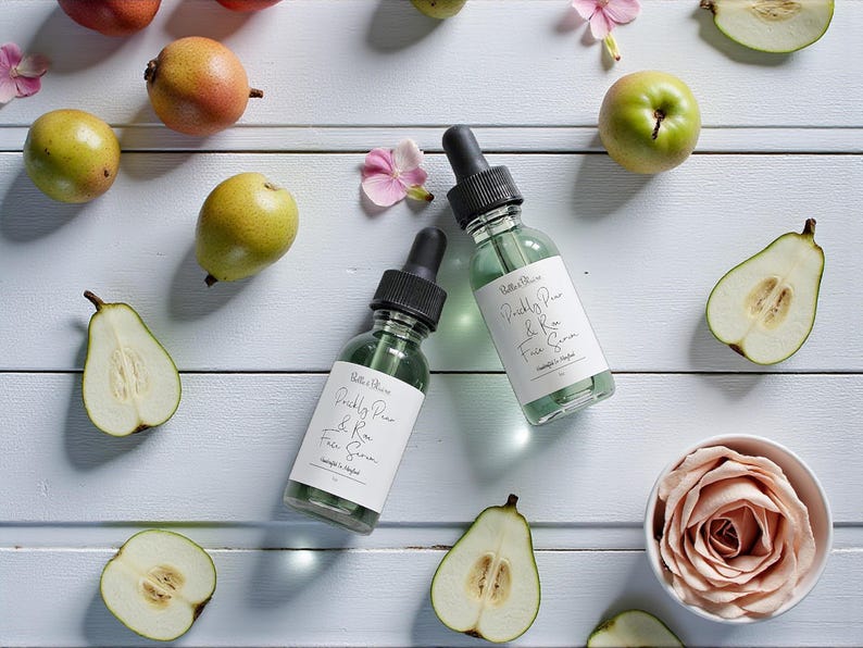 Prickly Pear & Rose Face Serum- Natural Skincare- Vegan Skincare- Handmade- Cruelty Free- Plant Based image 1