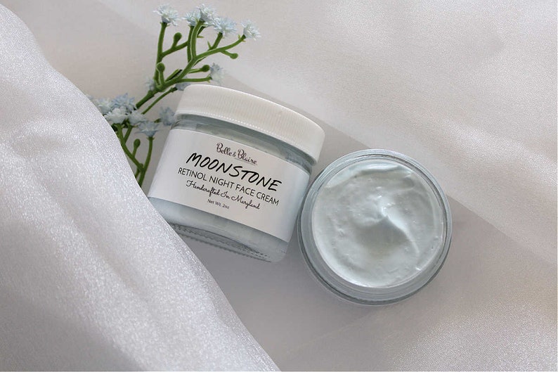 Moonstone Retinol Night Face Cream Gentle Formula Natural Skin Care Natural Facial Moisturizer Handmade Skincare Gift for Mom image 1