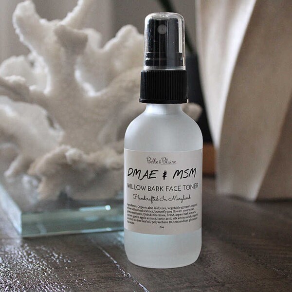 DMAE & MSM Willow Bark Face Toner- Anti-Aging- Firming Lifting Toner- Vegan Formula- Zero Waste Skincare- Handmade Skincare- Cruelty Free