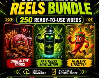 Paquete de vídeos de salud con IA, 250 vídeos de fitness sin rostro (descarga digital)