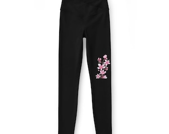 Leggings con estampado de flores de cerezo en acuarela / Leggings florales