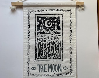 Kröte Tarot Karten.                                individueller Linoldruck Wandbehang