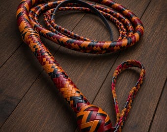 Handgemaakte gevlochten leren zweep | Premium zweep van echt leer | Western cowboyzweep | Gevlochten veezweep | Ranchdecoratie | Cadeau voor verzamelaars