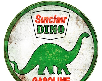 12/" Sinclair Dinosaur handy man cave motor oil gas station logo USA metal sign