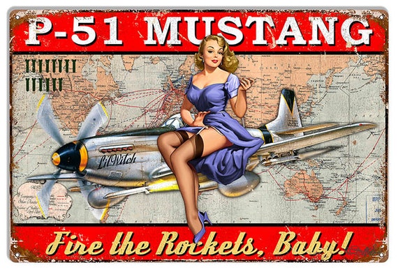 MILITÄRISCHE FLUGZEUGE ZEICHEN P-51 Mustang Pin-Up Girl 12 ...