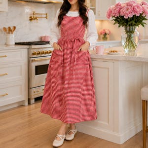 Red Gingham Cobbler Apron - Etsy